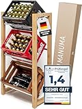 MANUMA® Das Original Getränkekistenregal Holz - Besonders Stabil und Platzsparend - Getränkeregal - Getränkekistenregal 3 Kisten - Kistenregal - Lagerregal für Getränke - Bierkisten Regal