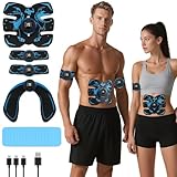 Dresz EMS Bauchmuskeltrainer, EMS Trainingsgerät für Muskeln, 8 Modi & 19 Intensitäten,16 Wassergel, USB Wiederaufladbar,Bauchmuskeltrainer Elektrisch für Bauch, Arm, Bein, Po, Unisex