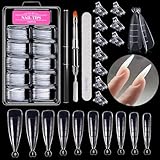 Esshogo Dual Formen Für Nägel, 100 Stücke Dual Nail Forms Set, Stiletto Tips Für Nägel, Nail Tips, Dual Tips Nägel, Nagel Verlängerung, Mit Dual-Ended Nagel Pinsel, 10 Nagelspitzenclips Und Nagelfeile