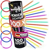 molinoRC 100x Knicklichter Party Set - [EXTRA HELL] - Knicklichter Kinder - 100 Verbinder für Armringe + Figuren - Perfekt für Geburtstag, Party, Festival - Leuchtstäbe, Glow Sticks