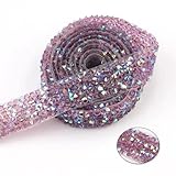 LPHFDCS Rhinestones 1 Yard Selbstklebender zufälliger Bohrstreifen aus Harz, Heißbohren, DIY, Kleidung, Tasche, Fotorahmen, Schuhe, Auto, Inneneinrichtung, Heimdekoration SchultüTe Rohling(Purple)