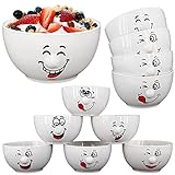 My-goodbuy24 Müslischale aus Gesicht - 6-teiliges Set - 500ml - Keramikschüssel-Set, Müslischale, Salatschüssel, Dessertschüssel, Suppenschüssel, Müslischüssel Smile Schale - weiß