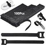 Rhimooay 100 Stück Verstellbare Klettkabelbinder in 3 verschiedenen Längen 200mm/150m/120mm, Wiederverwendbare Klettband Kabelbinder Klett, Kabel Klettband Klett Kabelbinder Klettverschluss