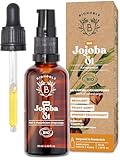 Bionoble Jojobaöl Bio 50ml - 100% Rein, Natürlich und Kaltgepresst - Gesicht, Körper, Haare, Bart, Nägel - Vegan und Cruelty Free - Jojoba Oil - Glasflasche + Pipette + Pumpe