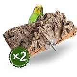 2 Stück Korksitzbretter 20 x 10cm XL Paket zum Sonder-Sparpreis handgefertigtes Zubehör aus Naturkork für den Vogelkäfig artgerechte Haltung für Wellen- und Nymphensittich und andere Ziervögel