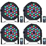 ZHENNBY Par Licht Bühnenlicht, 36 LED RGB Partylicht Strahler Discolicht DMX Scheinwerfer mit Fernbedienung 4Modi Light für Bar, Bühnen, Party, DJ, Halloween, Weihnachten - 4Packs