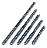 rohrfix-24 150 Stück Stockschrauben M8 mit Torx, 5 gängige Abmessungen, Silber, Verzinkter Stahl, Sechskantbolzen