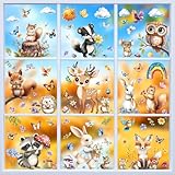 KIKISML Fensterbilder Frühling Deko, Fensteraufkleber Frühling Sommer Selbstklebend mit Tier, Fensterdeko Frühling Wiederverwendbare, 9 Blatt Fenstersticker für Kinderzimmer Schlafzimmer