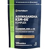 Ashwagandha Magnesium Zink Kapseln Komplex mit Vitamin B6 | 1000mg KSM-66 Ashwagandha Extrakt | Hochdosiert | 120 Vegan Stk | Horbaach