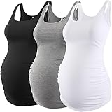 Love2Mi 3 Pack Damen Umstandstop Umstandsmode Tanktops Ärmelloses Umstands T-Shirt Schwangerschaftskleidung