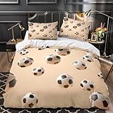 RJAVAGFZL Fußbälle schweben 3D-Bedruckt 3er-Set Bettdeckenbezug 3D-animiertes Sportdesign Steppbezug Mikrofaser Hypoallergen Atmungsaktiv für Kleinkinder Männer Erwachsene Single (135x200cm)