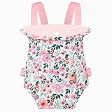 GAGAKU Puppentrage Puppen Bauchtrage Puppen Tragesitz Puppenzubehör mit Verstellbaren Trägern - Rosa - Blätter