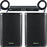 McGrey PA-4502 1 HE PA-Monitor-Set - 2x450 W Class-D Endstufe mit 2x10 Pronomic Passiv-Lautsprechern, 2x15 m Speakon-Kabel, robuste Bühne-Beschallung, ideal für Bands & DJs - Schwarz