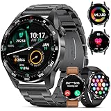 Smartwatch für Herren, Anruf annehmen, 1,4 Zoll Amoled Always-on-Display Herren Smartwatch mit Herzfrequenz Schlafmonitor 100+ Sportmodi für Android iOS, IP68 Wasserdicht Schwarz Smartwatch mit 3
