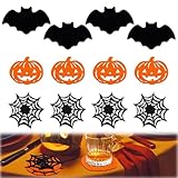 12-teilige Halloween-Untersetzer, Kürbis, schwarze Fledermaus, weiche Filzuntersetzer, saugfähig, Halloween-Tischdekoration
