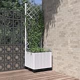 HaoChrymec Pflanzkübel with Rankgitter, Polypropylen, Durable, Pflanzkasten mit Rankgitter, Blumenkasten mit Rankgitter, Outdoor Use, White, 40x40x136 cm