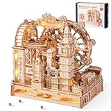 ROKR Marble Travel London EGB01 3D Puzzle Holz Murmelbahn Kugelbahn Modell für Erwachsene mit LED London Eye Big Ben Tower Bridge Bastelset Schreibtisch Dekoration Geschenk für Frauen Männer