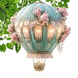Heiße Luftballon Solarlampe - Solar Flackern Flamme Licht | 2D Acryl Deko Pendel Modell Für Hof Haus Weg Hochzeit Feier Garten Camping