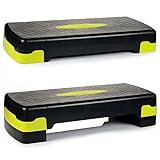 SportVida Steppbrett für Aerobic - Stepper für zuhause Training - Stepper Fitness - Fitnessgeräte für Fitnessstudio - Step Bench Höhenverstellbar - Viele Varianten (Gelb 2-Tritthöhen)
