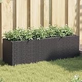 Xichuzi Hochbeet mit 3 Fächern Schwarz 105x30x32 cm Poly Rattan, Palettenrahmen, Hochteich, Gemüsebeet, Kräuterregal Balkon, Blumenbeet, Kräuterspirale, Tomatenbeet, Pflanzhochbeet - 366416