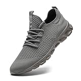 Herren Sneakers Laufschuhe Turnschuhe Sportschuhe Running Schuhe Freizeit Straßenlaufschuhe Fashion Leichtgewichts Atmungsaktiv Walkingschuhe Outdoor Fitness Jogging Sportsschuhe Dunkelgrau 43 EU