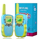 Nestling Walkie-Talkies für Kinder, 8 Kanäle 2-Wege-Radio-Spielzeug mit Hintergrundbeleuchtung, LCD-Taschenlampe, 3KM Reichweite für 3–12 Jahre alte Jungen und Mädchen (Blaugrün, 2 Stück)