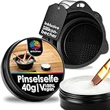 OfficeTree Pinselseife 40g mit faltbarem Reinigungsbecher - Pinselreiniger Acrylfarbe und Aquarellfarbe - Pinsel Seife für Nylon- und Echthaarborsten - Brush Cleaner Acrylic - Brush Soap