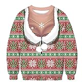 Pullover mit 3D-Digitaldruck, Rundhalsausschnitt, Weihnachtspullover, seltsamer Druck, für Paare, lange weiche Pullover, Leggings, grün, XS