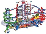 Majorette Super City Garage, motorisierte Bahn für Modellautos mit Parkplätzen und Eisenbahn, Parkhaus für Die-cast Autos, Spielzeug als Geschenk für Jungen und Mädchen, ab 5 Jahren, mehrfarbig