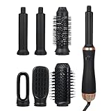 Warmluftbürste Set, 6 in 1 Airstyler Set, Ionen Stylerbürst mit Haartrockner Rundbürstenföhn Airflow Lockenstab Automatisch, Haarglätter Bürste zum Trocknen, Volumisieren, Glätten, Straight Comb Hair