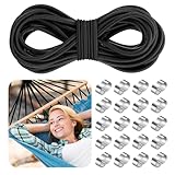 Gummiseil 10m, 8mm Expanderseil mit 20 Würgeklemmen, gummiseil für anhängerplane Gummischnur, gummiseil elastische gummischnur für Anhängerplane, Camping,Segeln Planenseil