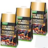 Edeka Buchen Grillholzkohle Premium-Qualität 100% Buchenholz 3er Pack (3x2,5kg Sack) + usy Block