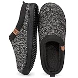 MERRIMAC Herren Slip-on Hausschuhe Bequem Memory-Schaum Rutschfest Innen Pantoffeln Schwarz, 43-44 EU