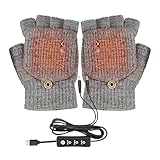 Beheizte fingerlose Handschuhe, Handstrickwärmer, voll und halb, USB-Winterhandschuhe, Handwaschbar, Touchscreen-Handschuhe, Laptop-Handschuhe, Plug-in, 3 Temperaturen, verstellbar für den Winter