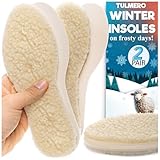 TULMERO 2 Paare Lammfell Einlegesohlen - Wärmesohlen für Schuhe, Einlagen Warm, Felleinlagen, Thermosohlen aus Wolle und Latexschaum, Wintersohlen - Größe 43