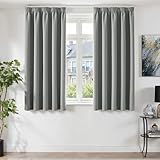 TOPICK Vorhänge Blickdicht Wohnzimmer Gardinen mit Kräuselband Verdunklungsvorhänge Blackout Curtains 175x140 cm 2er Set Vorhänge Schlafzimmer Gardinen für Schienensystem Übergardinen Hellgrau