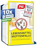 PIC Lebensmittelmotten Falle - 12 Lebensmittelmottenfallen - Mottenfalle mit Pheromon für ideale Wirkung - Mottenfalle Lebensmittel - Effektive Klebefallen zur Befallsermittlung von Lebensmittelmotten