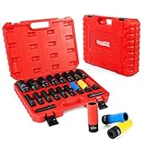 Meiwaltee 1/2 Zoll Schlagschrauber nüsse Set 10-32 MM, 19 tlg Impact Socket Set, Mit 3tlg Kraft Schoneinsatz Set 17-19 -21 MM Alufelgen Schonnüsse Radwechsel | Cr-Mo | 85MM Länge