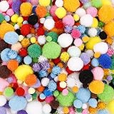 metagio Pompons zum Basteln, 1000 Stück Mini Pom Poms, 1-3cm Pom Poms für Handwerk Herstellung, Pompons Bälle für Kinder, Bunte Pompons für Ostern DIY Kreativen Handwerk Dekorationen