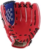 Acidea 12,5 Zoll Baseball-Handschuhe mit weichem, Baseball Handschuhe Erwachsene, festem PU-Leder zur Verdickung Pitcher Softball-Handschuhe für Kinder, Jugendliche, Erwachsene, Rot