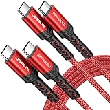 JSAUX USB C auf USB C Kabel (2-Stück 2M+2M) 100W/5A USB C Gewebtes Ladekabel Schnellladekabel Kompatibel mit Nintendo Switch 2 iPhone 16 15 Pro Max Samsung Galaxy S25 S24 A54 MacBook iPad Pro Air -Rot
