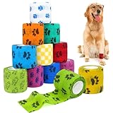 aurorayer 12 Stück Selbsthaftende Bandage Hund Vet Verband Elastische Selbstklebender Verband 5cm*4,5m per Rollen, Cohesive Pet Vet Wrap für Katze,Hund,Pferd Bein Klebeverband