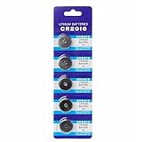 Rosfix CR2016 Batterien – 5 Stück Lithium-Batterien | 3V, 220mAh, Ø20x1,6mm | Ideal für niedrigen Energieverbrauch | Knopfzellen für Elektronikgeräte