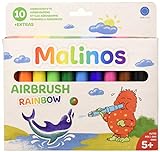 Malinos 300914 Airbrush Rainbow, Pustestifte, Regenbogen bunt, 10 Stück, 10 Farben (1er Pack)