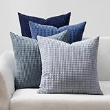 Topfinel Kissenbezug 40x40 Blau 4er Set Cord körnig Farbverlauf Kissenbezüge Kissenhülle Dekokissenbezug Sofakissen Couchkissen für Sofa Schlafzimmer Wohnzimmer Balkon Kinder flauschig