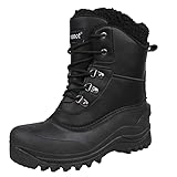 riemot Wasserdicht Schneestiefel Warme Winterstiefel Damen Gefüttert Winterschuhe Winter Rutschfest Stiefel Damen Outdoor Wanderschuhe Trekkingschuhe Winter Boots Damen Schwarz 39 EU