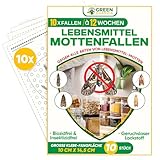 GREEN GUARDIA Lebensmittelmotten-Falle [10 Stück Vorteilspack] – Klebefalle zur Befallserkennung von Lebensmittelmotten mit Spezial-Lockstoff – Geruchlos & ohne Insektizide