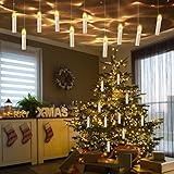 cimetech 12er Christbaumkerzen Kabellos Led Schwebende Kerzen Weihnachtsbaumbeleuchtung Weihnachtskerzen Warmweiß Flammenlose LED Kerzen mit Fernbedienung Timer Weihnachtsbaumschmuck