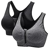 CARETOO Damen Sport BH Stark Halt Active Bra Höhe Beanspruchung Trainieren Bustier Fuer Yoga Fitness - Mit Reißverschluss