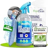 FreeClean - Bio Polsterreiniger Set [EXTRA STARK OHNE CHEMIE] Teppichreiniger 500ml als Polsterreiniger Sofa & Polsterreiniger Auto - Sofa Reiniger als Fleckenentferner mit Schwamm - Made in DE